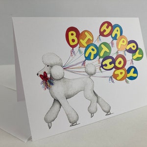 White Poodle Happy Birthday Card