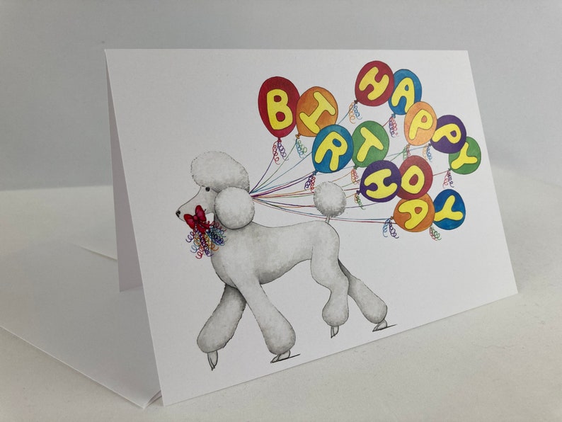 White Poodle Happy Birthday Card image 1