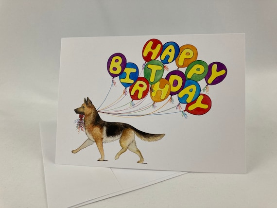 Carte De Joyeux Anniversaire De Berger Allemand Etsy France