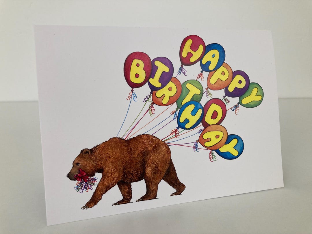 Grizzly Bear Happy Birthday Card - Etsy