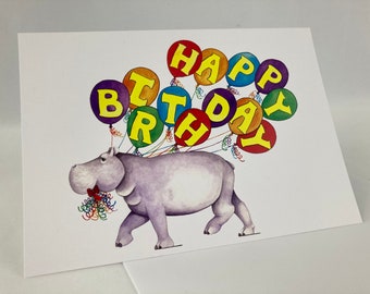 Hippopotamus Happy Birthday Card