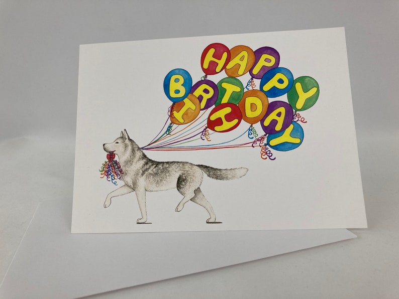 Siberian Husky Happy Birthday Card image 3