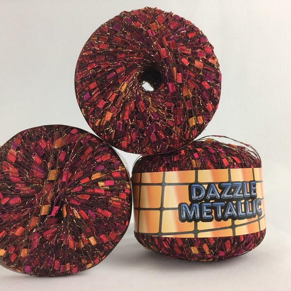 Dazzle Metallic Ladder Yarn - Red Tones