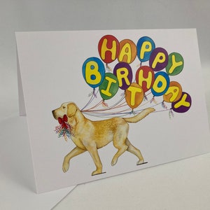 Carte joyeux anniversaire labrador retriever jaune