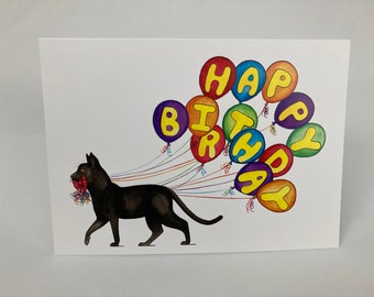 Tarjeta de feliz cumpleaños del gato negro