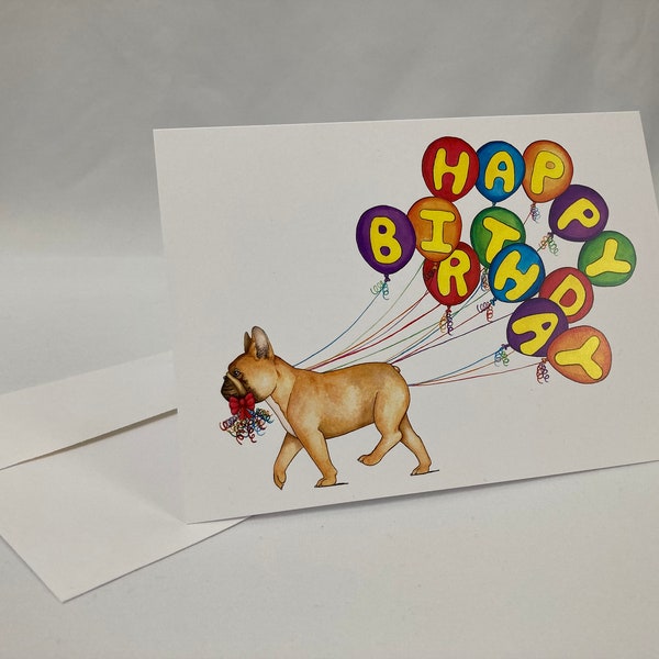 French Bulldog Happy Birthday Card