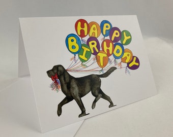 Tarjeta de feliz cumpleaños del Labrador Retriever negro