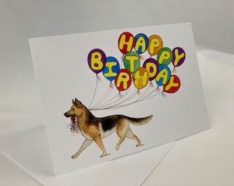 German Shepherd Happy Birthday Card