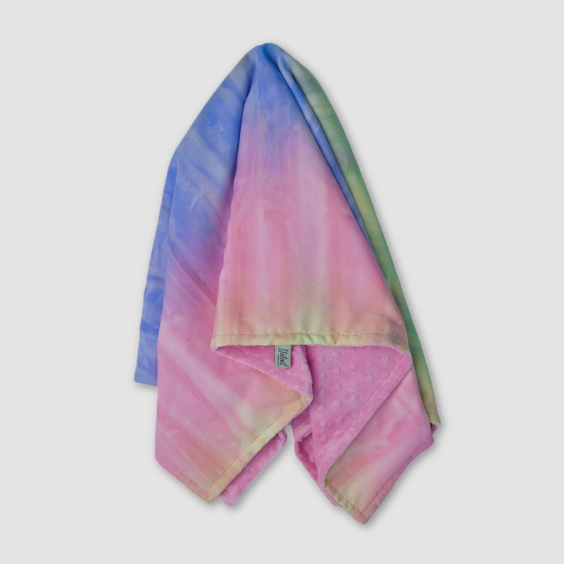 soft baby blanket Great baby shower gift Tie dye groovy baby nursery BABY BLANKET Fun Tie dye print with Pink minky dimples