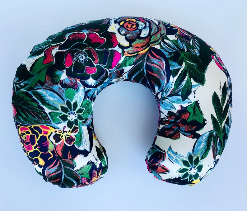 SATIN NURSING Pillow Boppy Cover Gorgeous floral faux silk print with Zipper closure tailored snug fit Gorgeous fabric and color