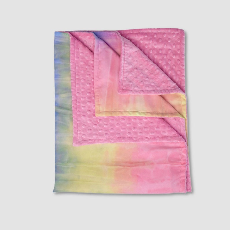 soft baby blanket Great baby shower gift Tie dye groovy baby nursery BABY BLANKET Fun Tie dye print with Pink minky dimples