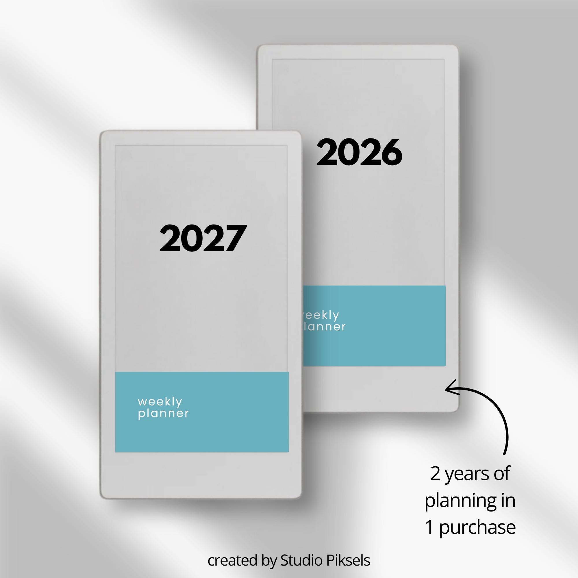2026 + 2027 Hyperlinked Week Planner for Remarkable Paper Pro Move ...