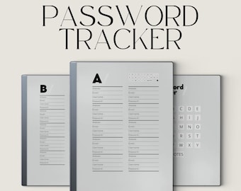 Password Tracker for reMarkable, eInk Password Manager, Hyperlinked Digital Password Tracker, Template for reMarkable 2, eInk Template