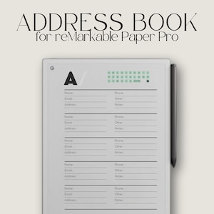 Rubrica per reMarkable Paper Pro, Rubrica digitale con collegamento ipertestuale Eink Tablet, Rubrica telefonica digitale, Modello per reMarkable Paper Pro