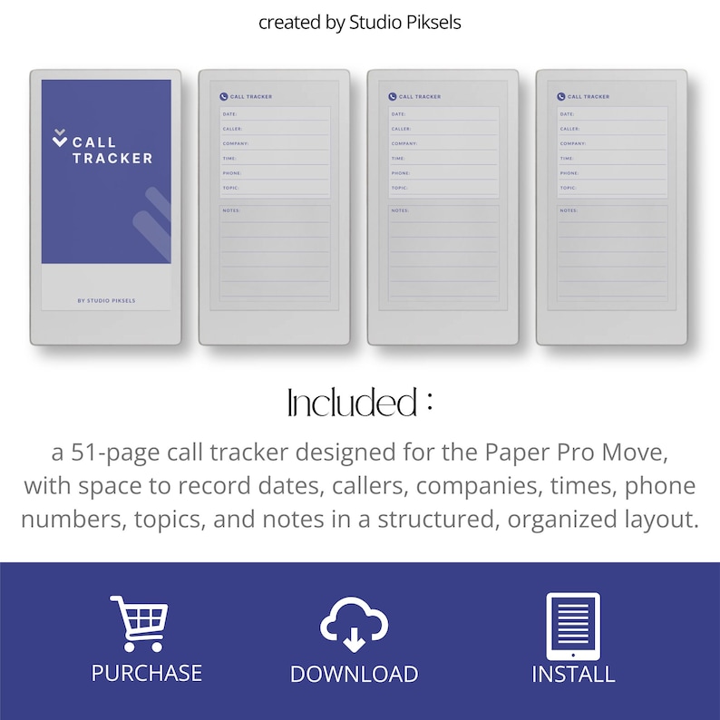 Phone Call Tracker for Remarkable Paper Pro Move, Phone Call Log Book ...
