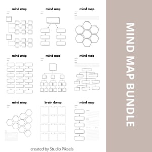 Mindmapsjabloonbundel, Brain Dump-sjabloon, Mindmap-pdf, conceptkaart, Brain Dump afdrukbaar, sjabloon voor het maken van aantekeningen, productiviteitsplanner