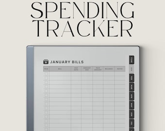 Rastreador de gastos para reMarkable, Rastreador de facturas, Rastreador de pagos, Planificador financiero, Planificador de dinero, Planificador de presupuesto, Rastreador de gastos