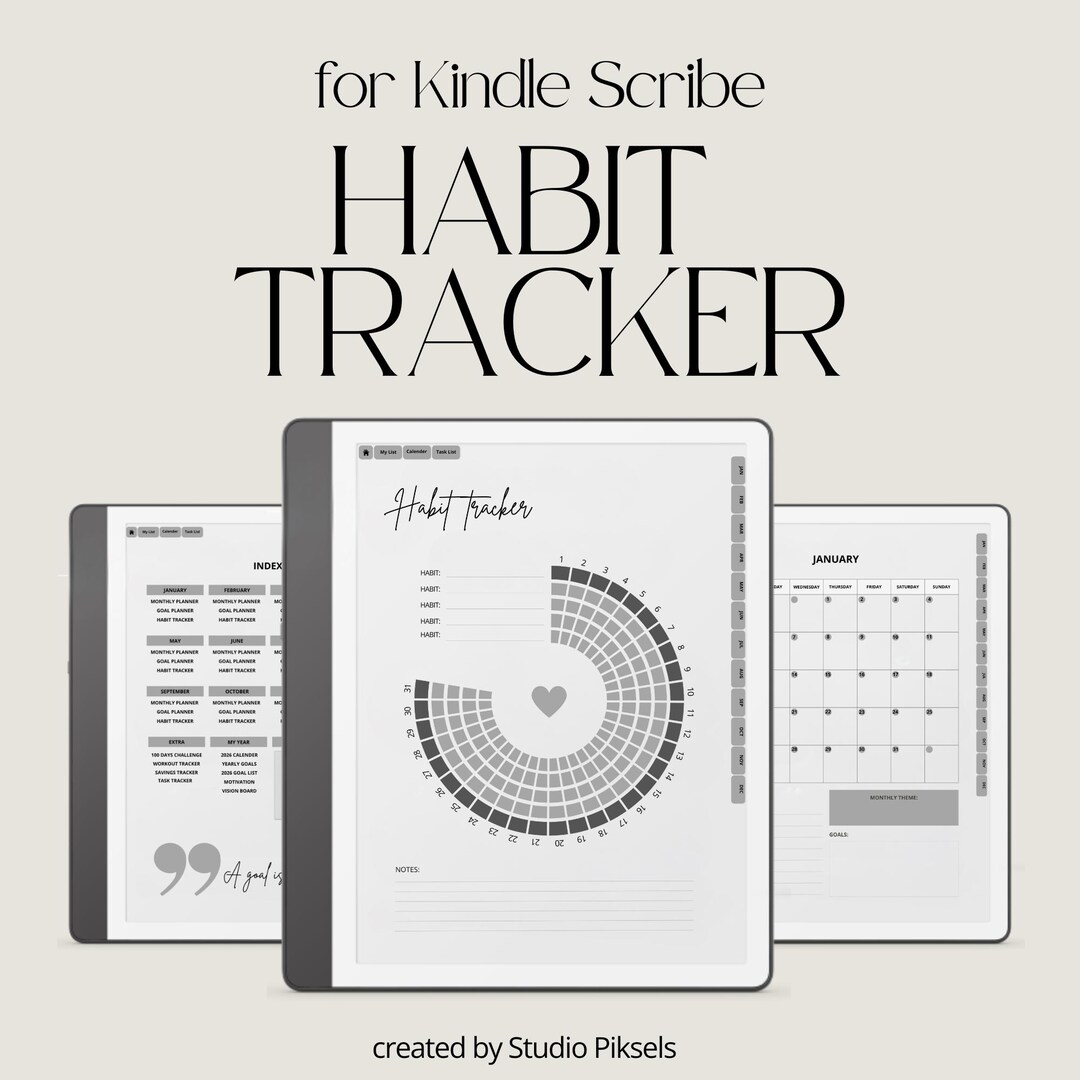 2026 Habit Tracker for Kindle Scribe: Monthly Habit Planner With Goal ...