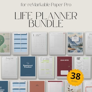 Life Organizer Template Bundle for reMarkable Paper Pro, Templates for reMarkable Paper Pro, Planner Bundle, Productivity Bundle