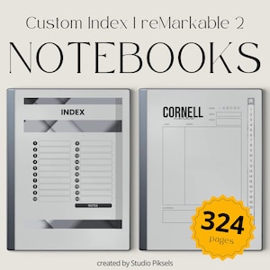 Pacchetto di note di indice Cornell personalizzato per reMarkable 2, quaderno Eink minimalista, quaderni digitali, modello Cornell, quaderno Eink Cornell