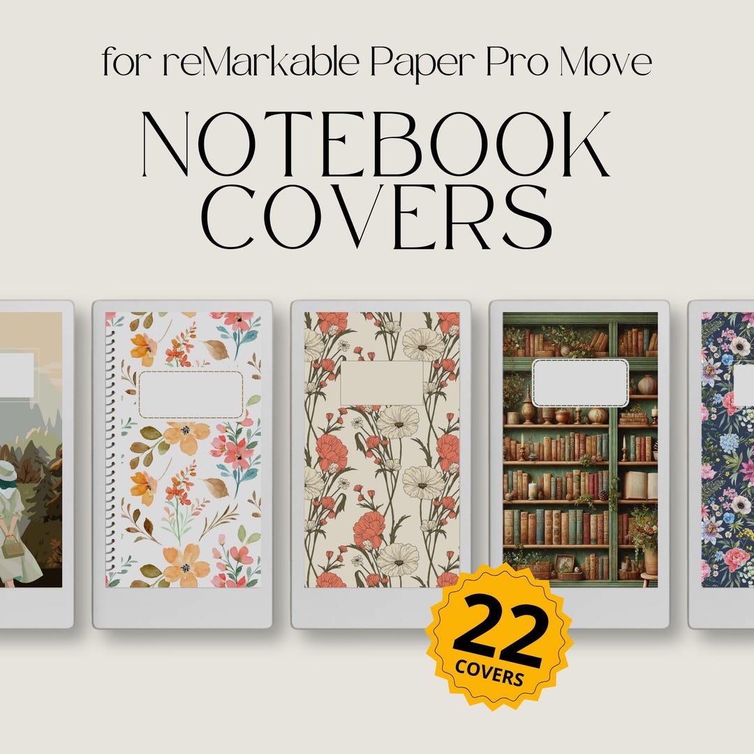 Illustrated Notebook Cover Bundle for Remarkable Paper Pro Move: Floral ...