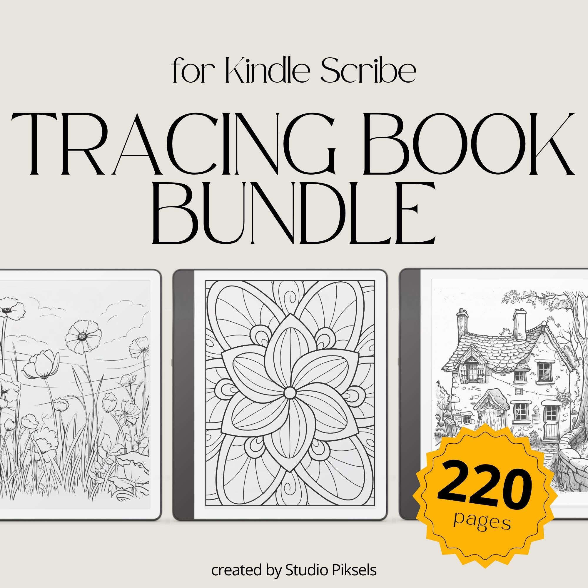 Pack de libros de trazo para Kindle Scribe – Trazado eInk y coloreado relajante para adultos (220 páginas, 3 temas)