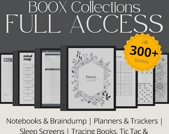 Volledige shoptoegang tot BOOX Eink-collecties, productiviteitssjablonen voor BOOX Note, planner, notitieboek en sjablonenbundel