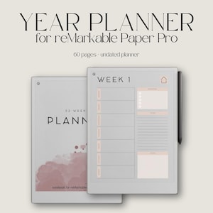Undated Planner for reMarkable Paper Pro, Digital Hyperlinked Personal Planner, Yearly Planner for reMarkable Paper Pro, Minimalist Planner