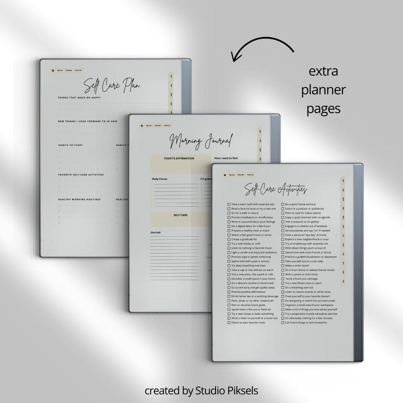 2026 Self Care Planner for reMarkable 2: Wellness Journal With Calendars, Trackers, Vision Boards and Monthly Planning Pages