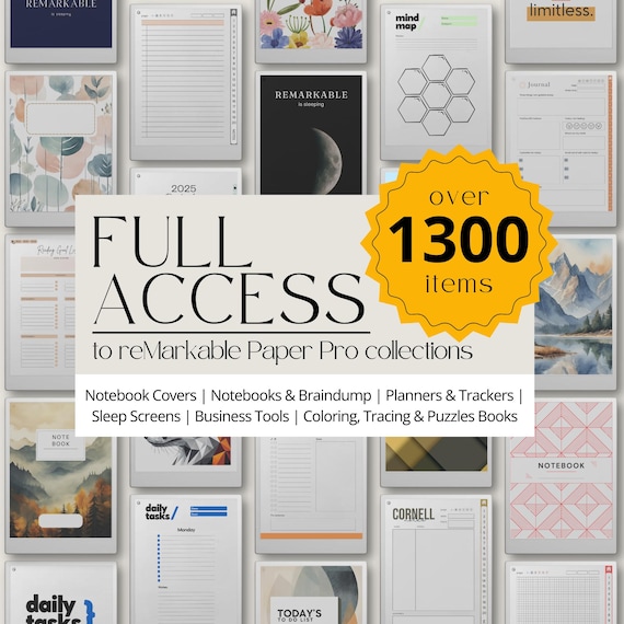 Full Shop Access to reMarkable Paper Pro Collections, Productivity Templates for reMarkable Paper Pro, Planner, Notebook & Templates Bundle