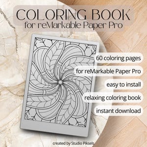 Mindful Coloring Book for reMarkable Paper Pro, Eink Adult Coloring Book