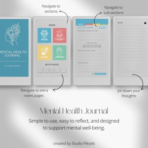 Mental Health Journal for reMarkable Paper Pro Move: Wellness & Self-Care Planner With Therapy Notes and Habit Tracker for Personal Growth