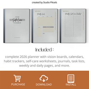 2026 Self Care Planner for reMarkable 2: Wellness Journal With Calendars, Trackers, Vision Boards and Monthly Planning Pages