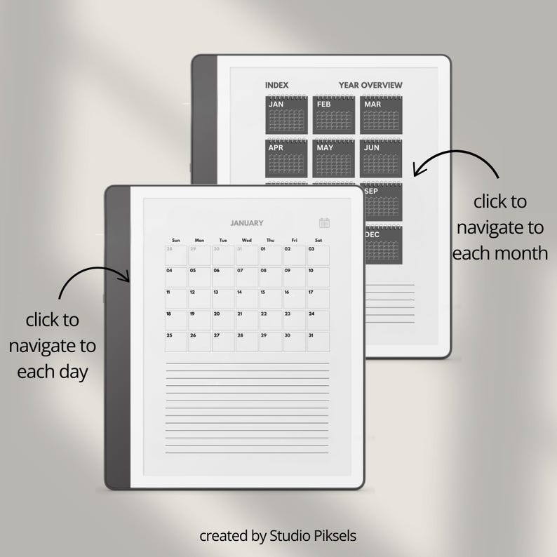 2026 + 2027 Hyperlinked Planner for Kindle Scribe: Digital Daily, Monthly, and Yearly Planner With Linked Pages (+ 2025 bonus)