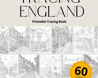 England Tracing Pages, City Tracing Sheets, Cottage Core Tracing, Europe Travel Coloring Book, Adult Tracing & Kids Tracing Pages