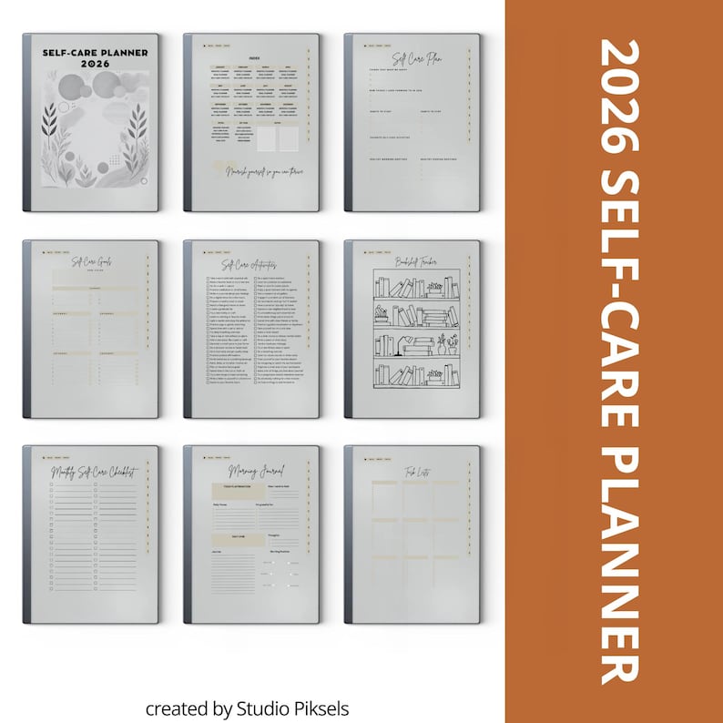 2026 Self Care Planner for reMarkable 2: Wellness Journal With Calendars, Trackers, Vision Boards and Monthly Planning Pages