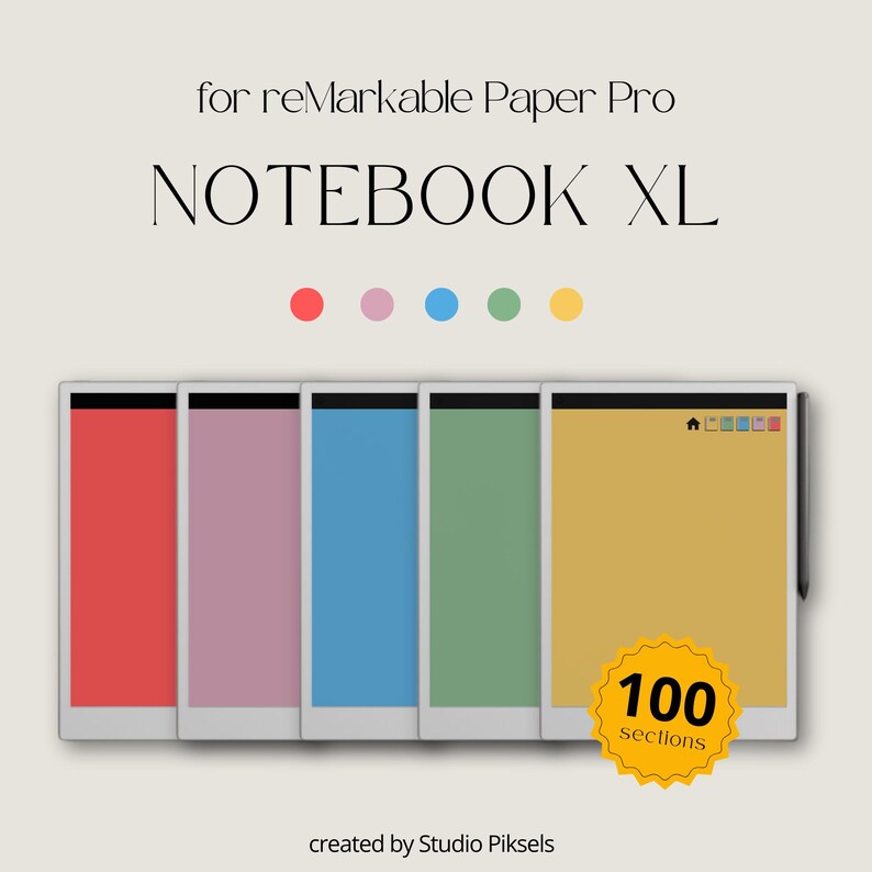 Notebook XL for Remarkable Paper Pro: Interactive Notes Template With 5 ...