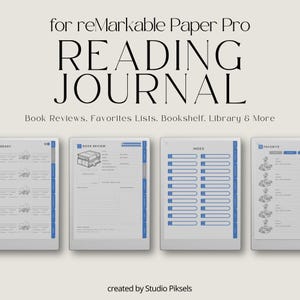 Reading Journal for reMarkable Paper Pro, Hyperlinked Reading Tracker, Book Journal, Reading Log, Reading Planner Template for Paper Pro