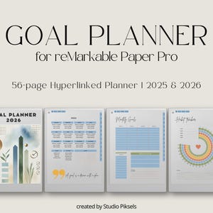 Goal Planner for reMarkable Paper Pro for 2025 + 2026: Goal Tracker, Yearly Bucketlist, Calendar & Year Planner for reMarkable Paper Pro