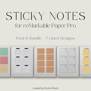 Pacchetto di post-it a righe per reMarkable Paper Pro, modelli per reMarkable, post-it per reMarkable Paper Pro, tablet E-Ink per note digitali