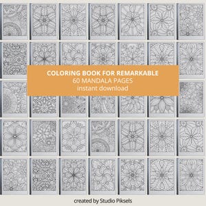 Mindful Coloring Book for reMarkable 2, Digital Adult Coloring Book, Tracing Book for reMarkable, Mandala Coloring Pages, eInk Coloring Book