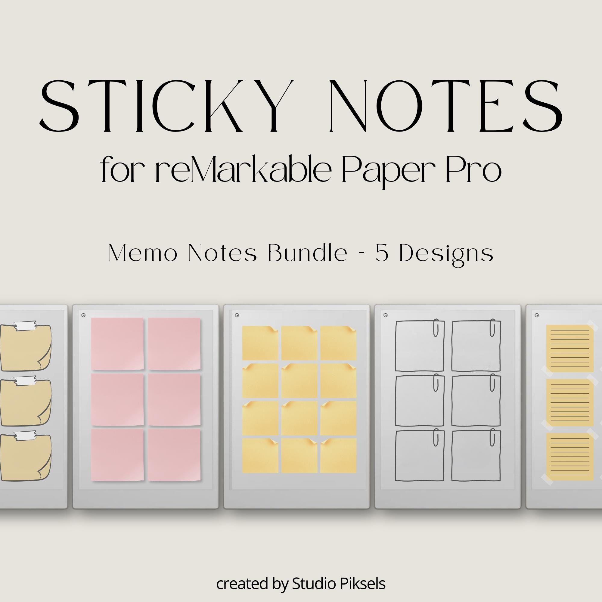 Sticky Notes Bundle for Remarkable Paper Pro, Note Templates for ...