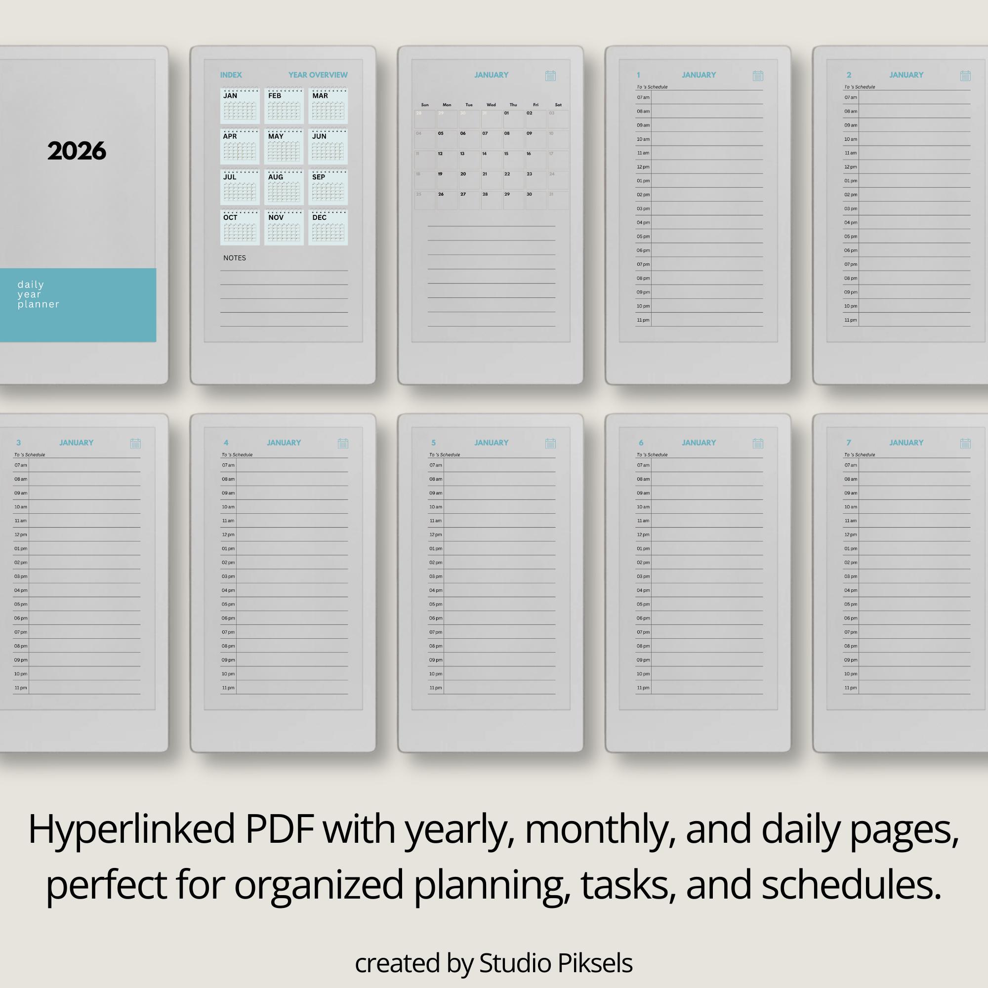 2026 + 2027 Hyperlinked Planner for Remarkable Paper Pro Move: Digital ...