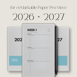 2026 + 2027 Hyperlinked Week Planner for reMarkable Paper Pro Move: Digital Weekly Calendar With Linked Pages