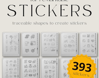 Adesivos personalizados para reMarkable, formas rastreáveis + visuais para reMarkable Paper Pro e reMarkable 2, modelos para reMarkable, adesivos E-ink