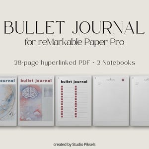 Hyperlinked Bullet Journal Bundle for reMarkable Paper Pro, Eink Notebook, Digital Notebook Eink, Journal Notebook, Notebook Template