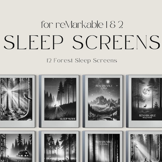 Sleep Screen Bundle for reMarkable 2 & 1 with Forest Scenes, Cover for reMarkable, Templates for reMarkable, Eink Tablet Sleep Screen