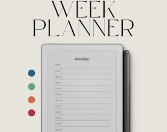 Agenda quotidien pour reMarkable Paper Pro Move : agenda hebdomadaire avec planning quotidien, liste de tâches, modèle de notes, outil de planification de la productivité