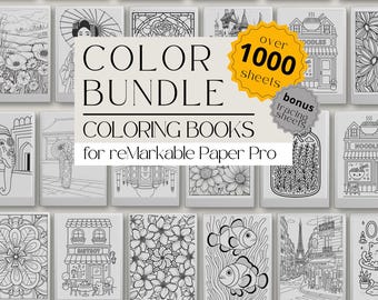 Mega Coloring Bundle for reMarkable: Flower, Travel, Paris, Oceans, Fairy Tales, Mandala and Nature Inspired Coring Sheets + Tracing Sheets