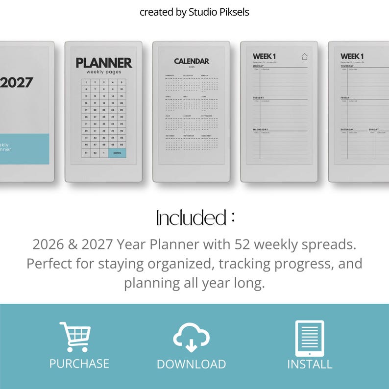 2026 + 2027 Hyperlinked Week Planner for Remarkable Paper Pro Move ...